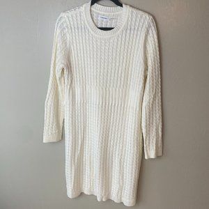 Calvin Klein Cream knit long sleeve sweater dress
